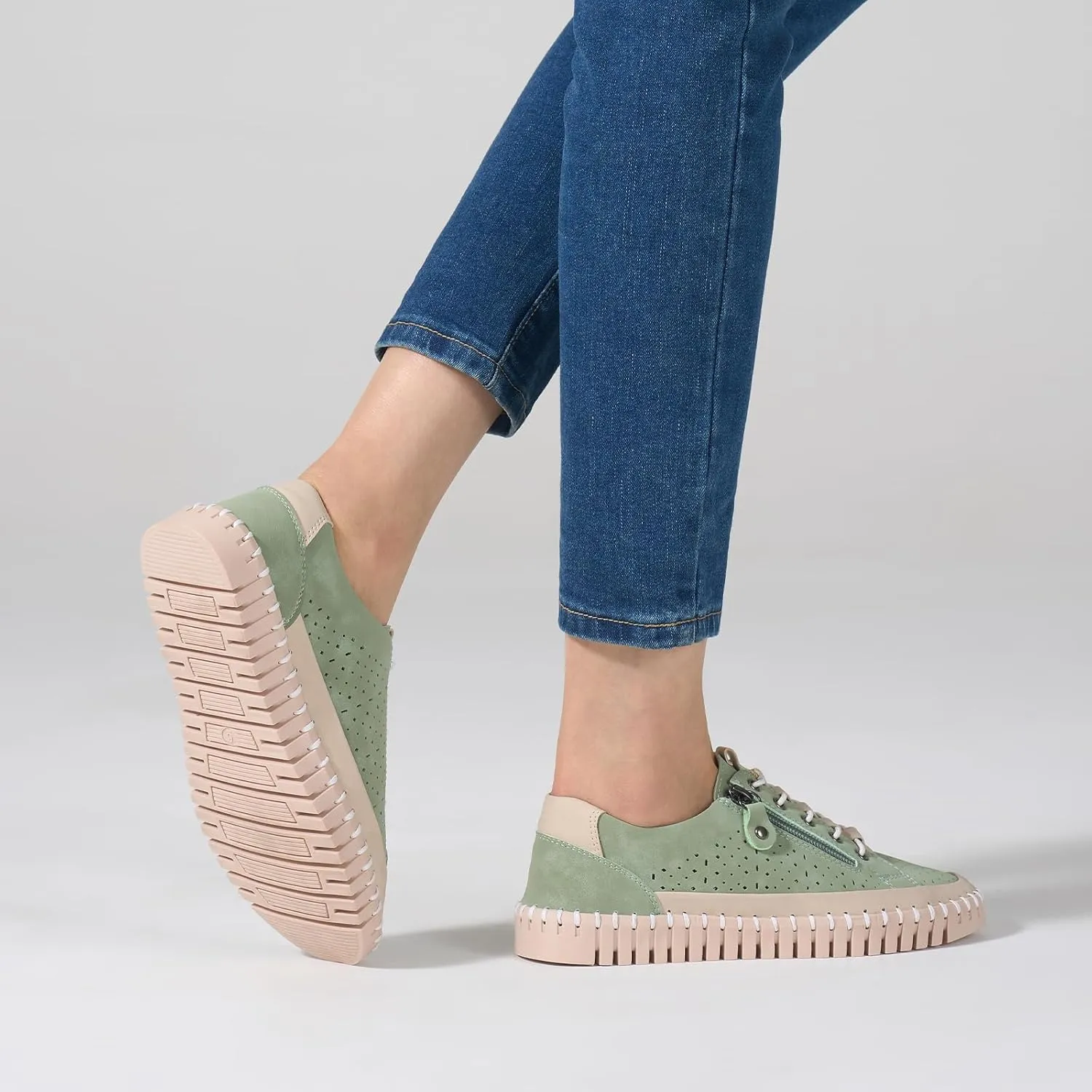 Women's Fashion Sneakers Non Slip Comfortable Lightweight Casual Tennis Shoes for Women with Zipper