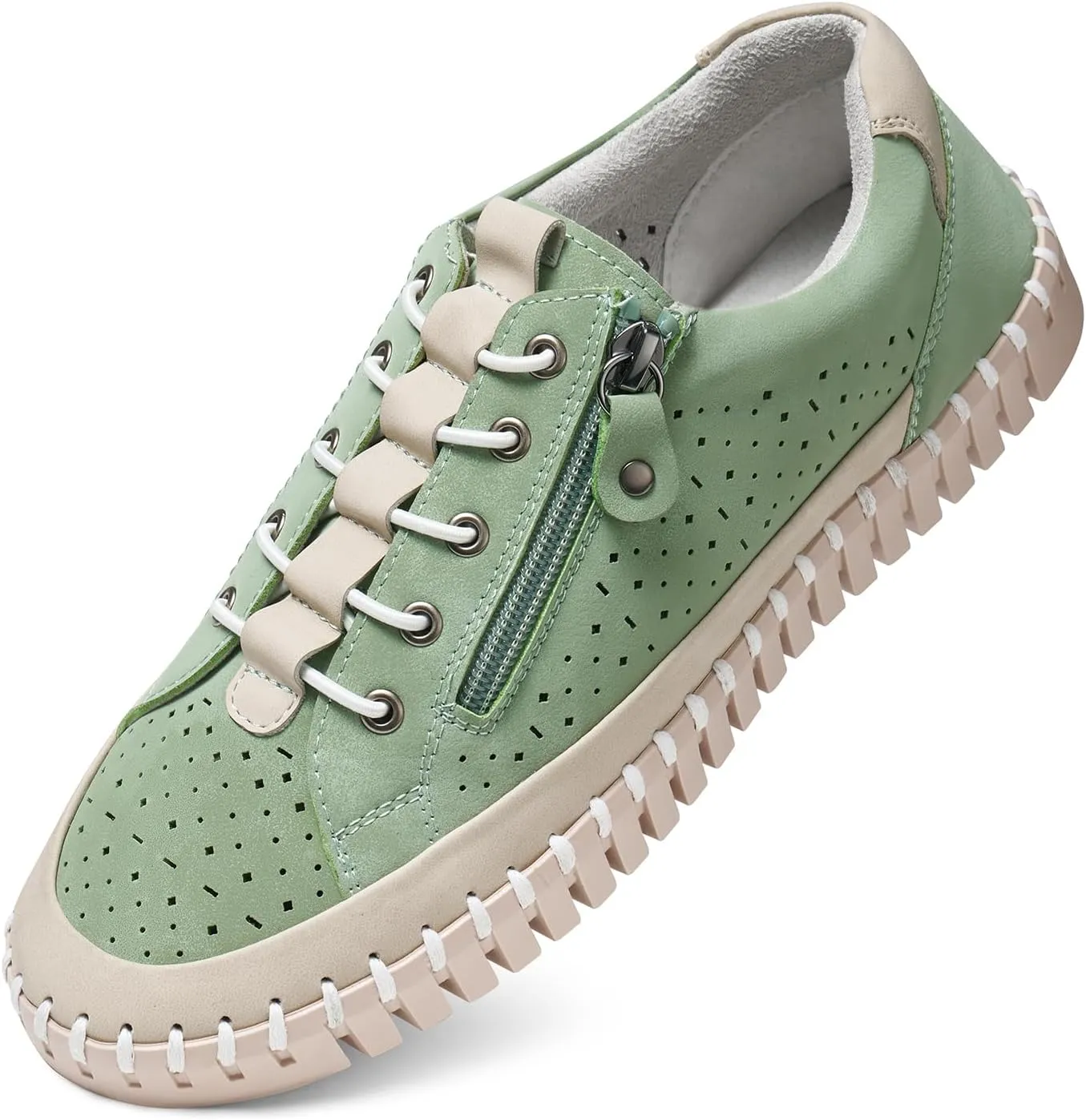 Women's Fashion Sneakers Non Slip Comfortable Lightweight Casual Tennis Shoes for Women with Zipper