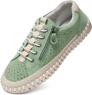 Women's Fashion Sneakers Non Slip Comfortable Lightweight Casual Tennis Shoes for Women with Zipper