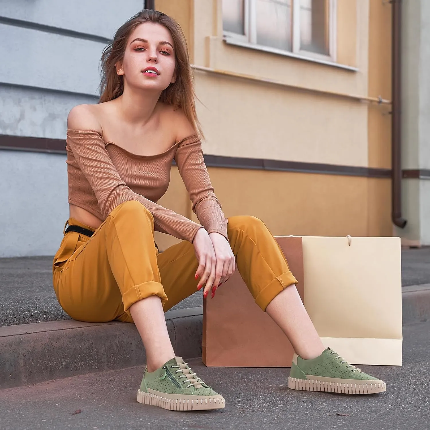 Women's Fashion Sneakers Non Slip Comfortable Lightweight Casual Tennis Shoes for Women with Zipper