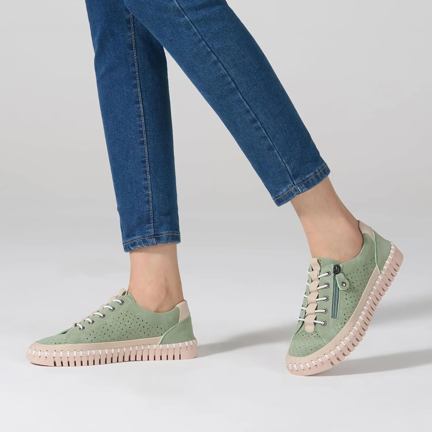 Women's Fashion Sneakers Non Slip Comfortable Lightweight Casual Tennis Shoes for Women with Zipper