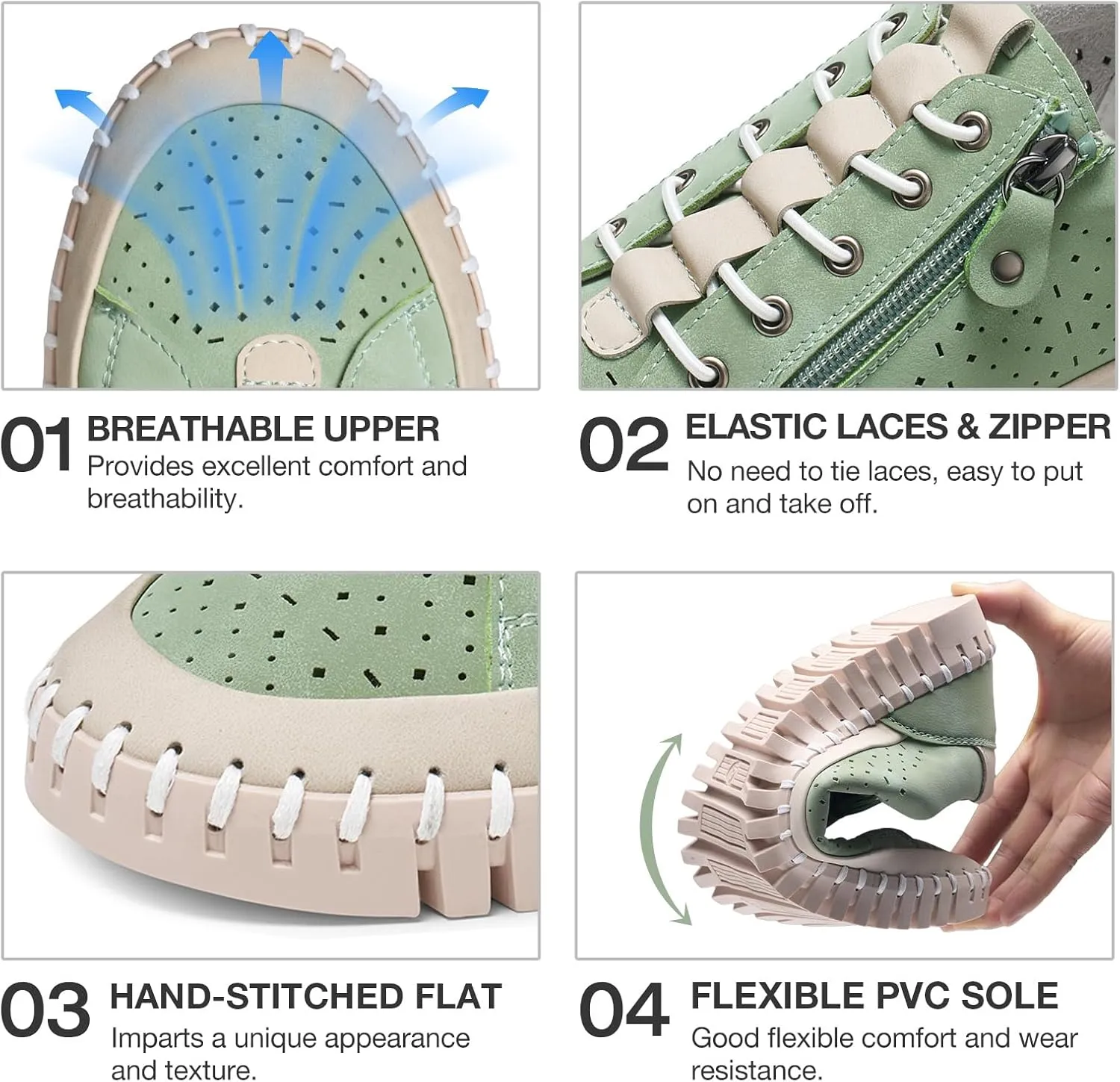 Women's Fashion Sneakers Non Slip Comfortable Lightweight Casual Tennis Shoes for Women with Zipper
