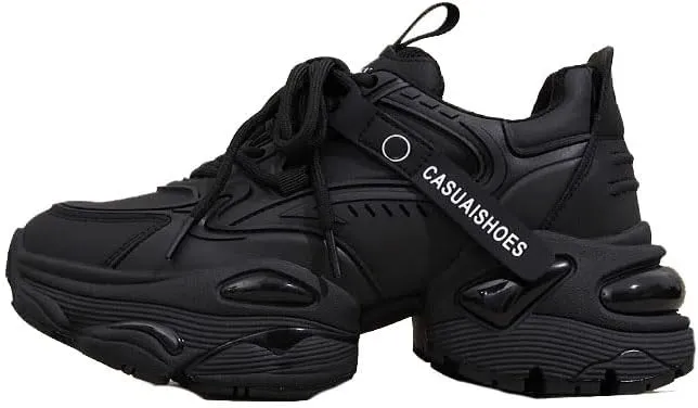 Women's Leather Fashion Sneakers - Casual Platform Sneakers, Straps, Autumn Women's Versatile Sneakers with Platform Sole, Increased Height