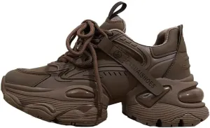 Women's Leather Fashion Sneakers - Casual Platform Sneakers, Straps, Autumn Women's Versatile Sneakers with Platform Sole, Increased Height