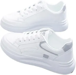 Women's Plus Size Classic White Casual Sneakers: Stylish, Breathable, Ideal for Outdoor Walking