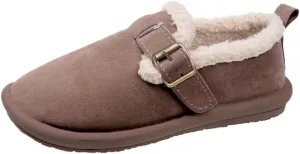 Women's Plush Round Toe Slip-On Flats, Women's Plush Lined Orthopedic Slip-On Shoes, Retro Buckle Strap Round Toe Flat Loafers