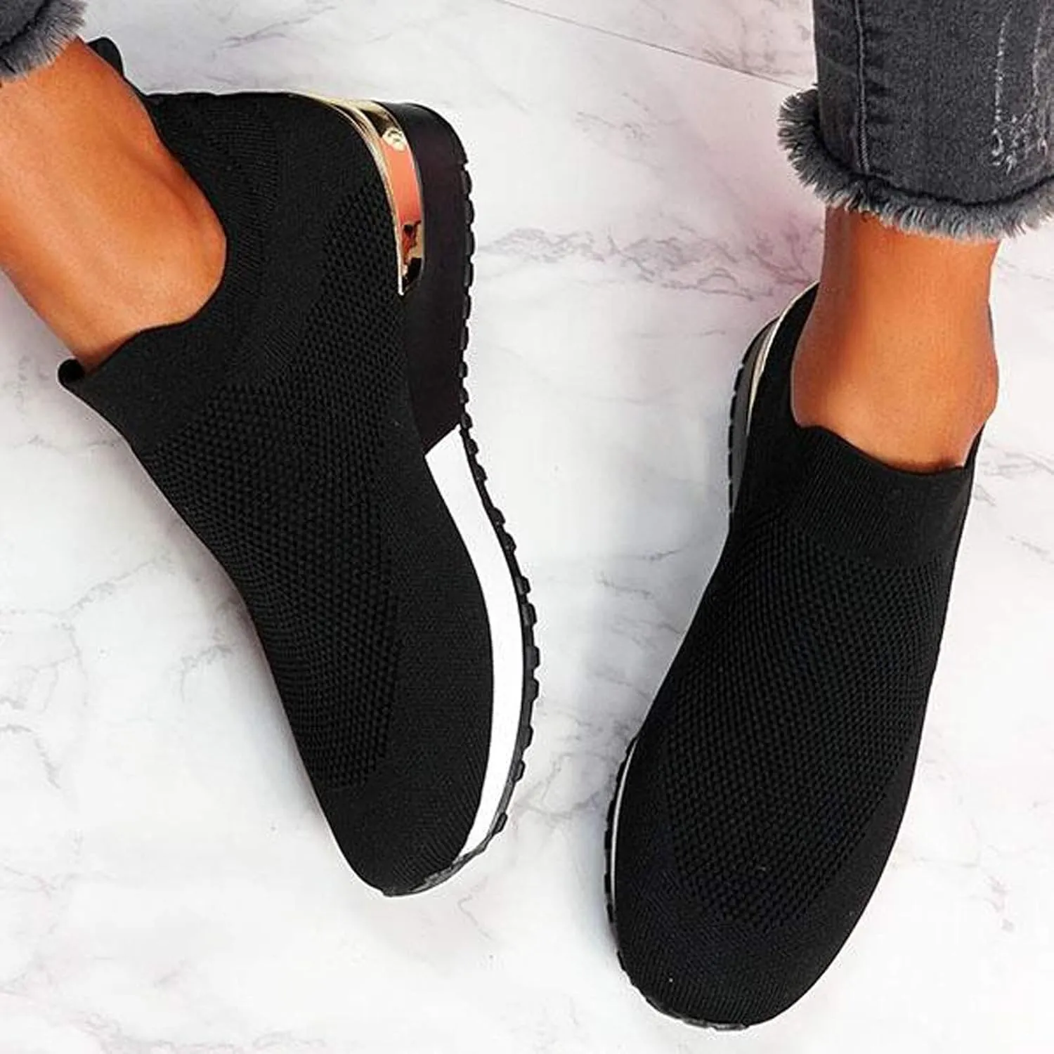 Women's Slip On Walking Shoes Running Comfortable Mens Casual Shoes Mesh Ladies Casual Shoes Black Platform Sneaker Slip On Tennis Shoe Cross Trainer Shoe