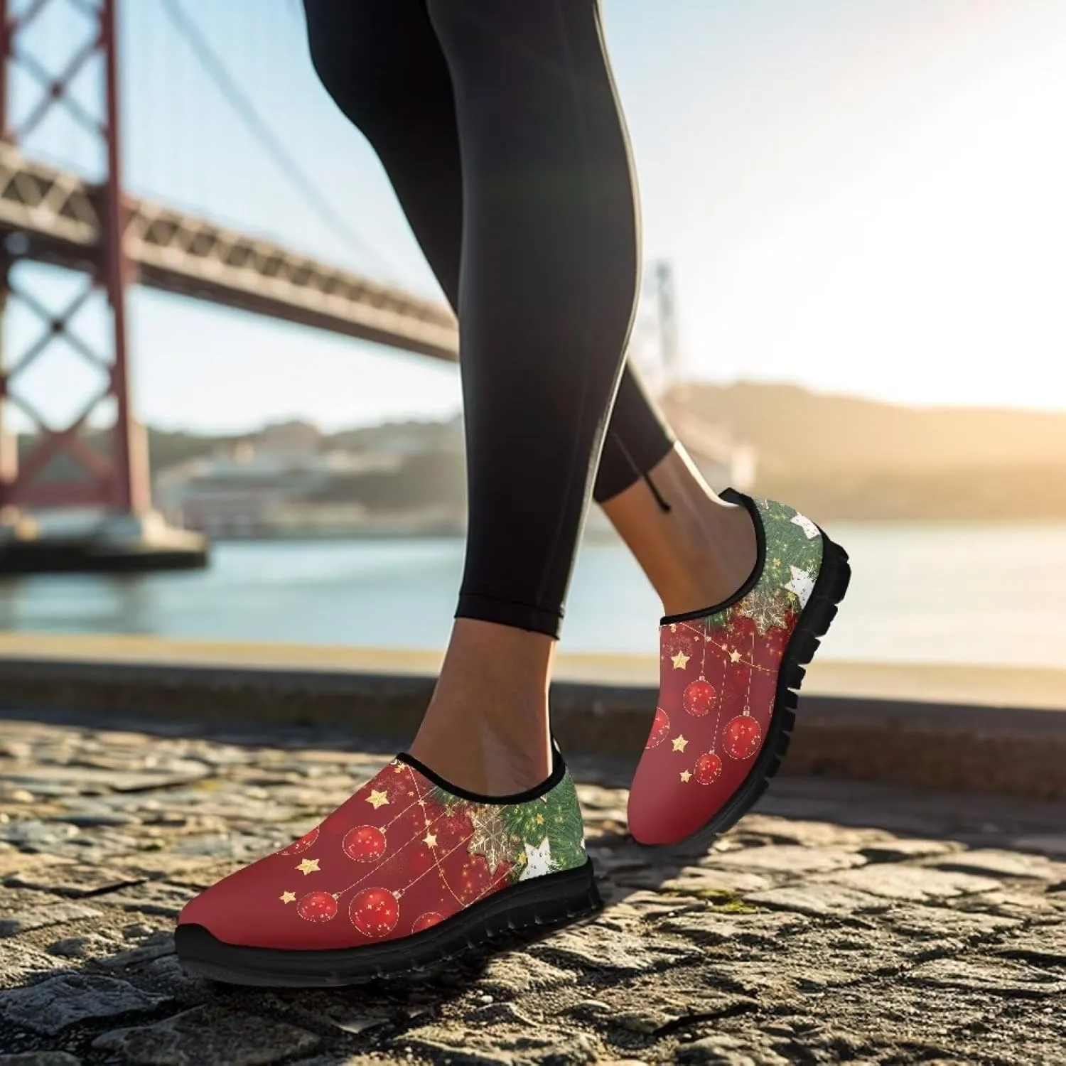 Women's Sneaker Casual Low Top Hiking Sneaker Flat Slip On Outdoor Soft Breathable Holiday Athletic Shoes for Womens