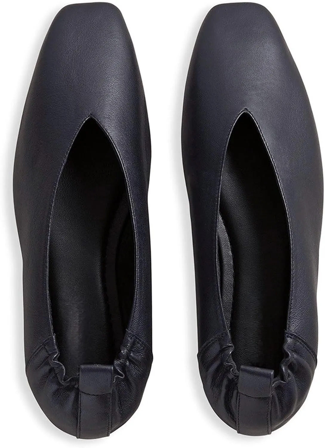 Women's Square Toe Ruched Suede/Matte Leather Ballet Flats Fashion V Shaped Silhouette Slip On Office Dressy Flats for Women