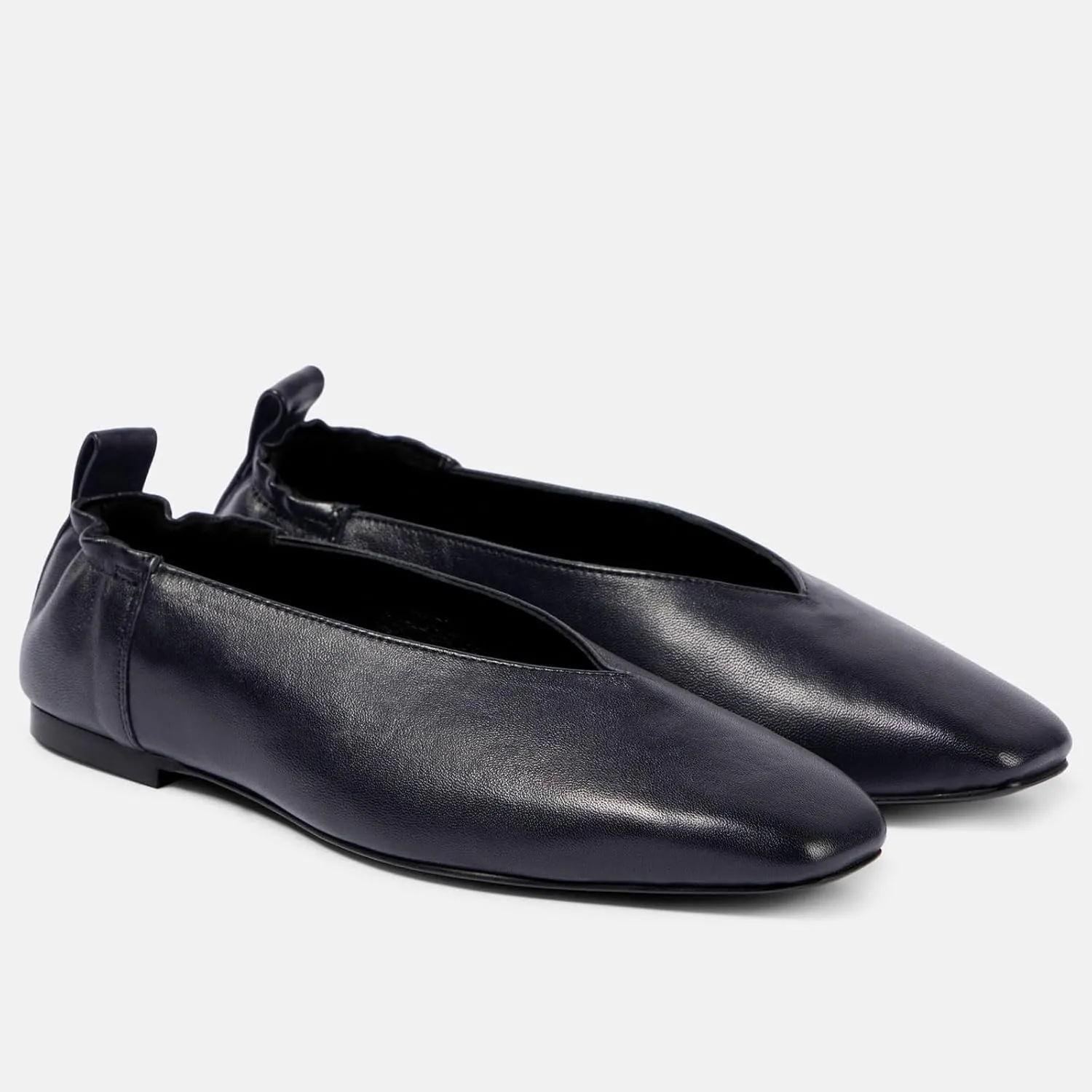 Women's Square Toe Ruched Suede/Matte Leather Ballet Flats Fashion V Shaped Silhouette Slip On Office Dressy Flats for Women