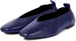 Women's Square Toe Ruched Suede/Matte Leather Ballet Flats Fashion V Shaped Silhouette Slip On Office Dressy Flats for Women
