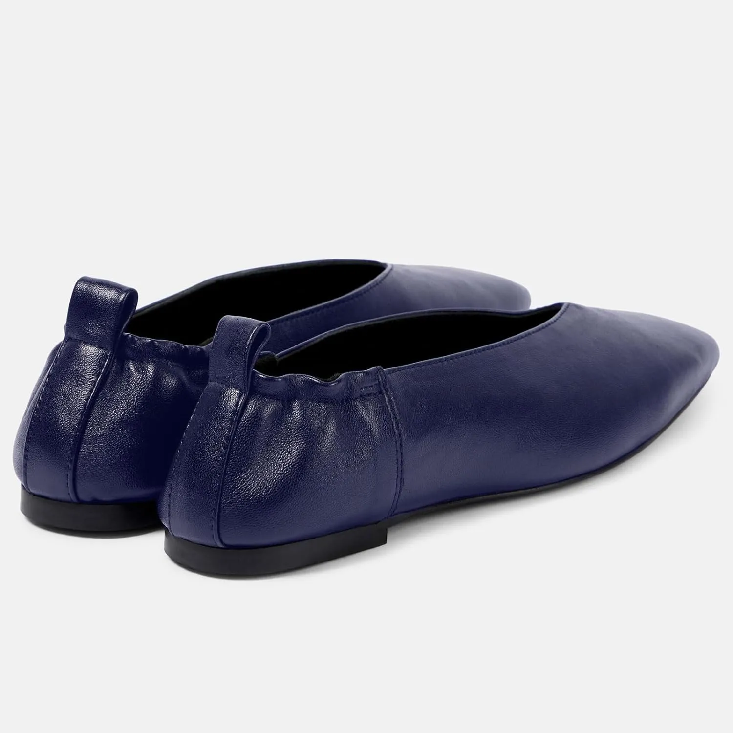 Women's Square Toe Ruched Suede/Matte Leather Ballet Flats Fashion V Shaped Silhouette Slip On Office Dressy Flats for Women
