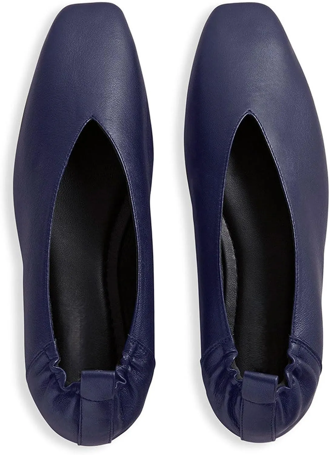 Women's Square Toe Ruched Suede/Matte Leather Ballet Flats Fashion V Shaped Silhouette Slip On Office Dressy Flats for Women