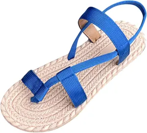 Women’s Woven Flat Sandals with Criss-Cross Straps Casual Clip-Toe Flats Beach Boho Sandales Summer Everyday Wear
