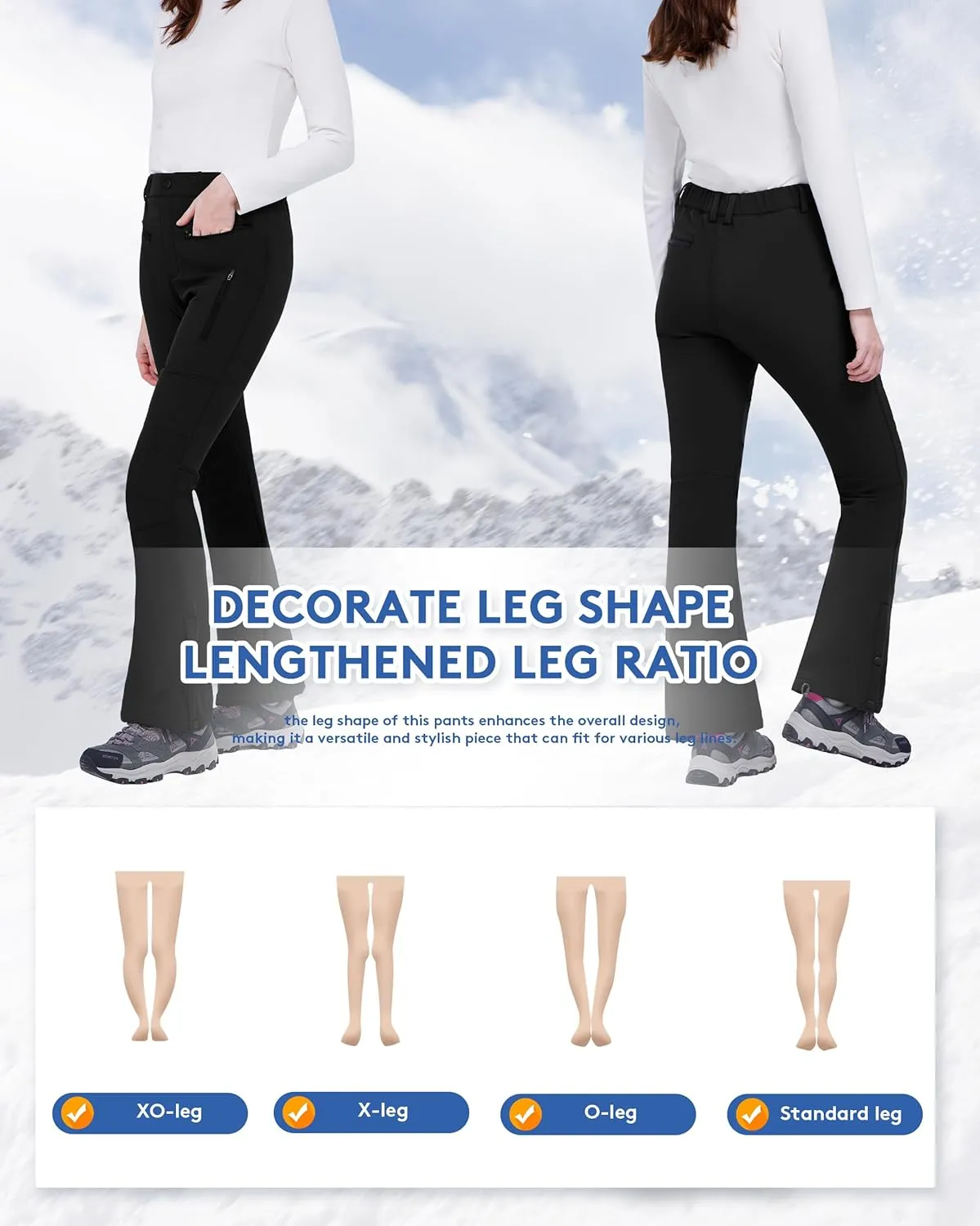 WULFUL Women's Snow Ski Pants Waterproof Insulated Fleece Lined Winter Softshell Hiking Pants