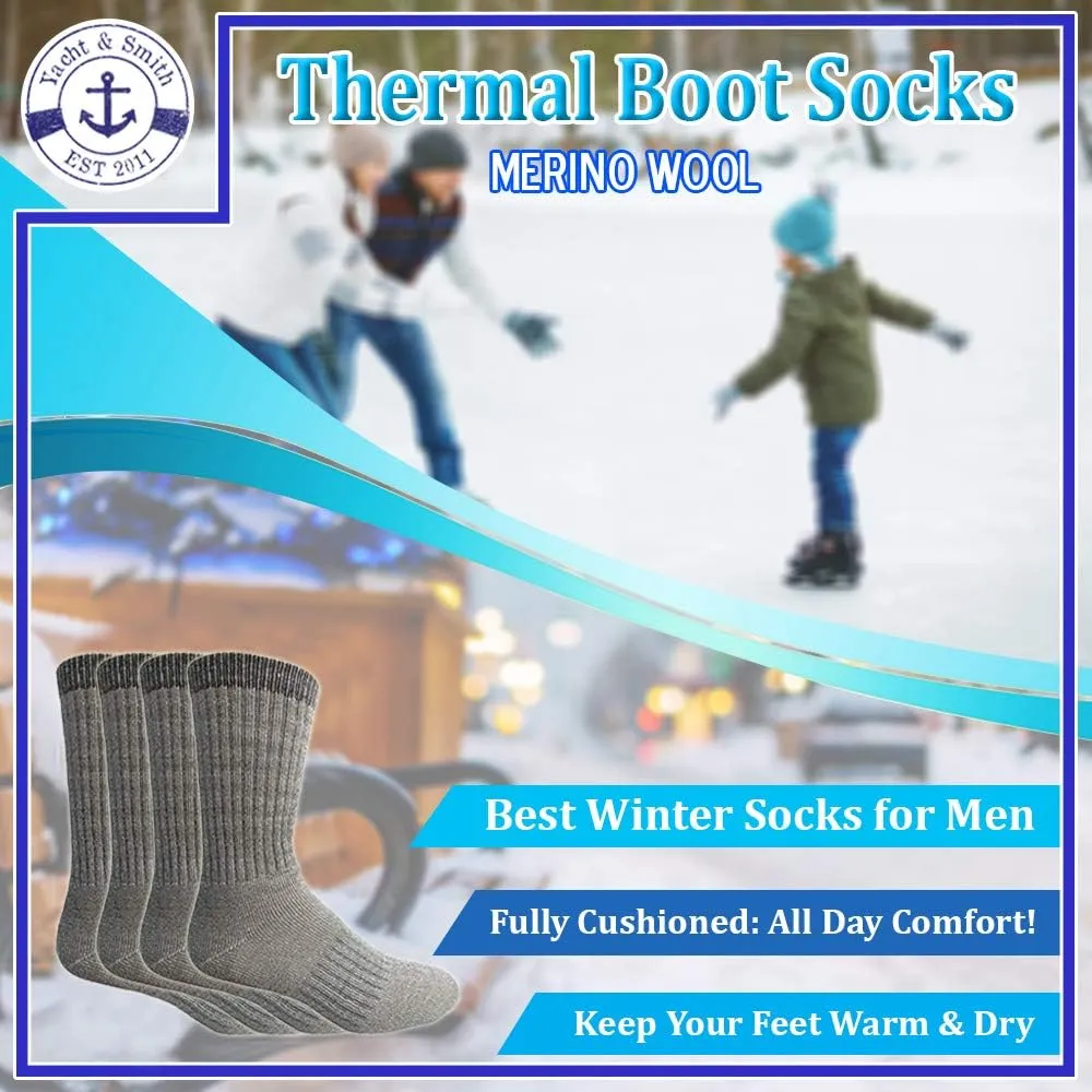 Yacht & Smith Merino Wool Thermal Boot Socks for Hiking, Trail, Hunting, Winter