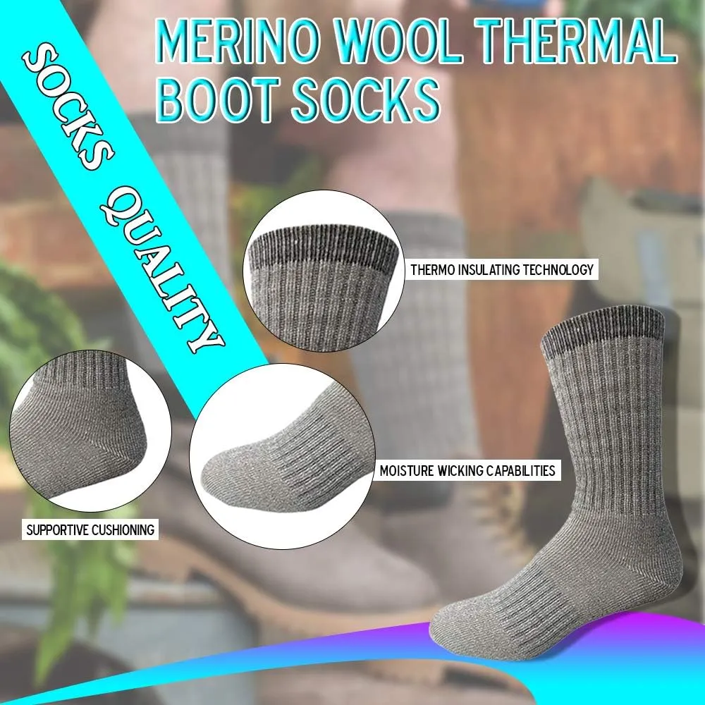 Yacht & Smith Merino Wool Thermal Boot Socks for Hiking, Trail, Hunting, Winter