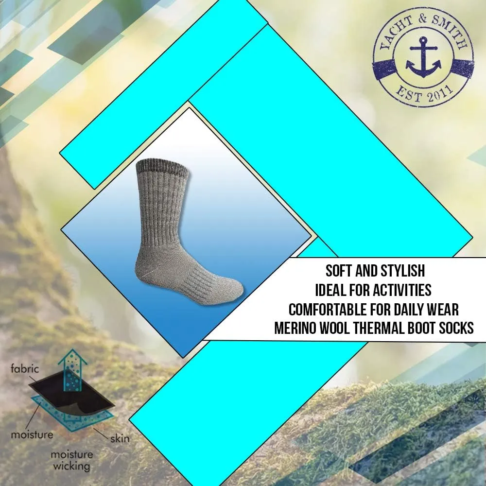 Yacht & Smith Merino Wool Thermal Boot Socks for Hiking, Trail, Hunting, Winter