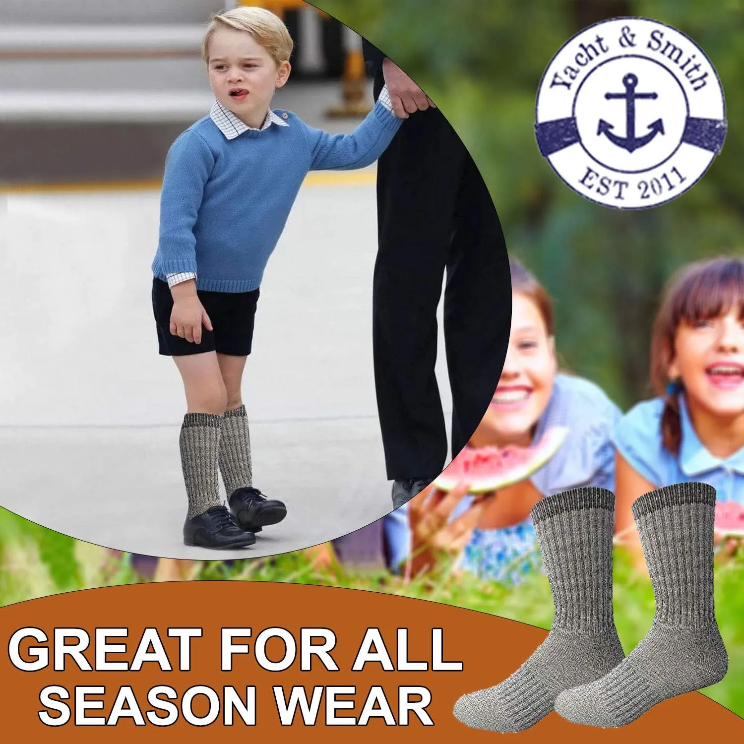Yacht & Smith Wholesale Bulk Merino Wool Thermal Hiking Boot Socks, Mens Womens and Kids Winter Sock