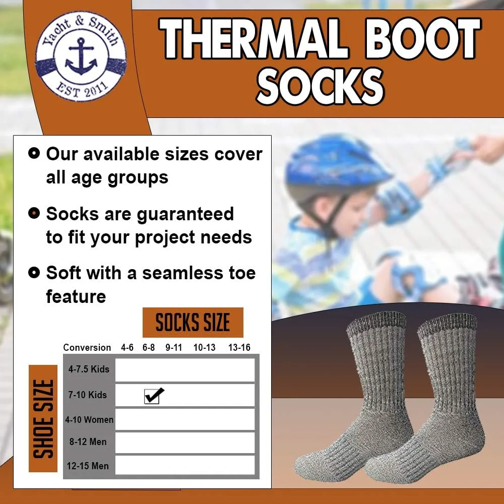 Yacht & Smith Wholesale Bulk Merino Wool Thermal Hiking Boot Socks, Mens Womens and Kids Winter Sock