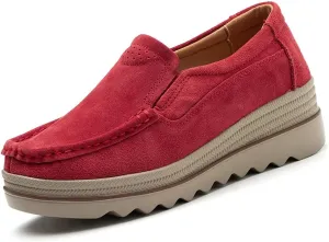 YING LAN Women Slip On Loafers Comfort Suede Moccasins Wide Low Top Shoes