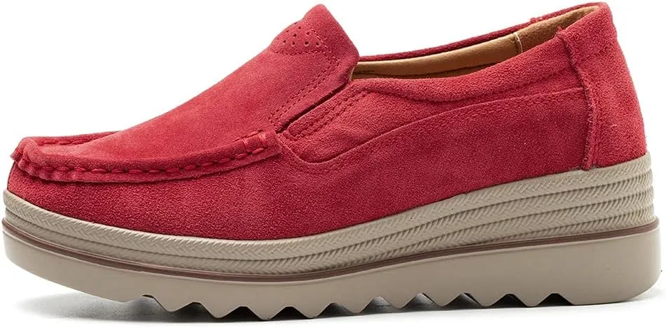 YING LAN Women Slip On Loafers Comfort Suede Moccasins Wide Low Top Shoes