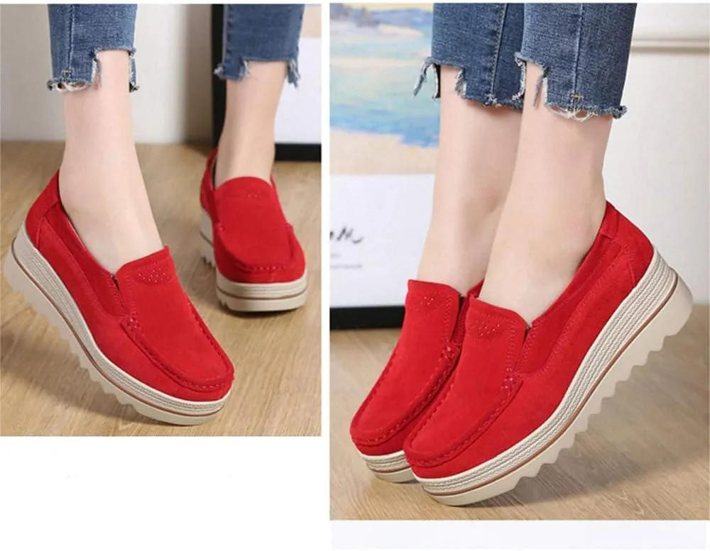 YING LAN Women Slip On Loafers Comfort Suede Moccasins Wide Low Top Shoes