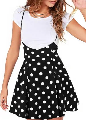 YOINS Women's Suspender Skirt Basic High Waist Versatile Flared Skater Skirt
