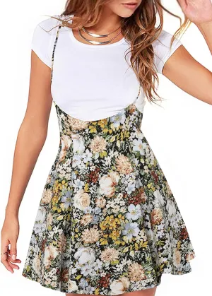 YOINS Women's Suspender Skirt Basic High Waist Versatile Flared Skater Skirt
