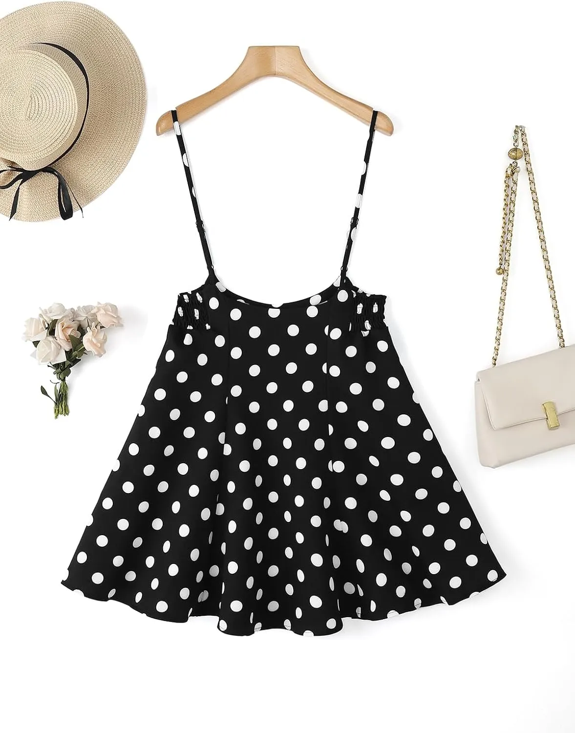 YOINS Women's Suspender Skirt Basic High Waist Versatile Flared Skater Skirt