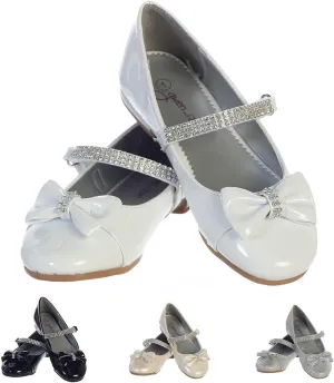 Zapatos blancos para niñas Vestir Fiesta Size 5 White Dress Shoes for Girls First Communion Shoes Flower Girls' Flats Mary Jane Big Kids Little Dressy Wedding Easter Rhinestone