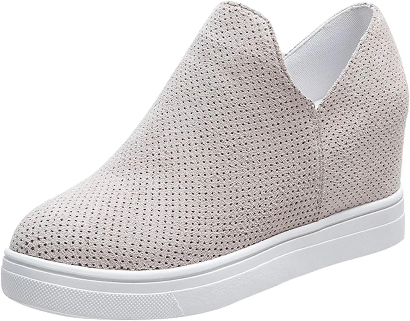 ZBYY Women's Wedge Canvas Sneakers Hidden Heel Platform Wedge Booties Breathable Wedgie Walking Slip on Flats Shoes