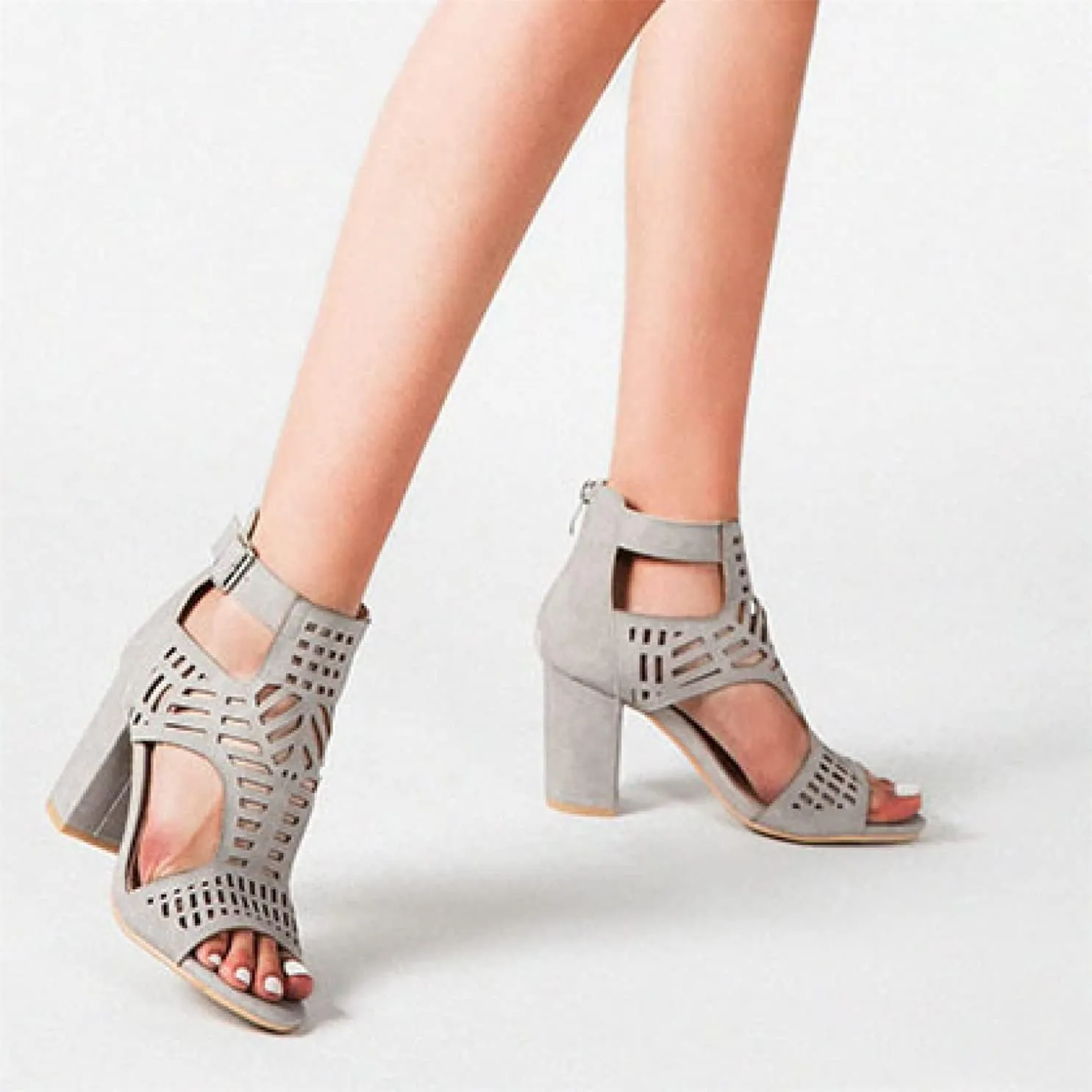 ZKXYFFS Chunky Heeled Sandals for Women Cutout Open Toe Summer Block Heels Ankle Strap Party Dress High Heeled Sandals