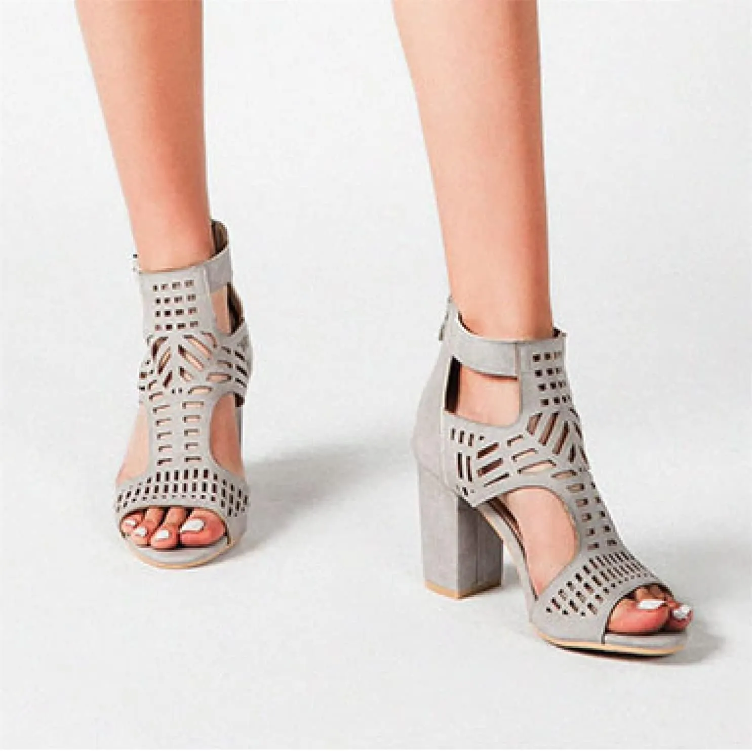 ZKXYFFS Chunky Heeled Sandals for Women Cutout Open Toe Summer Block Heels Ankle Strap Party Dress High Heeled Sandals